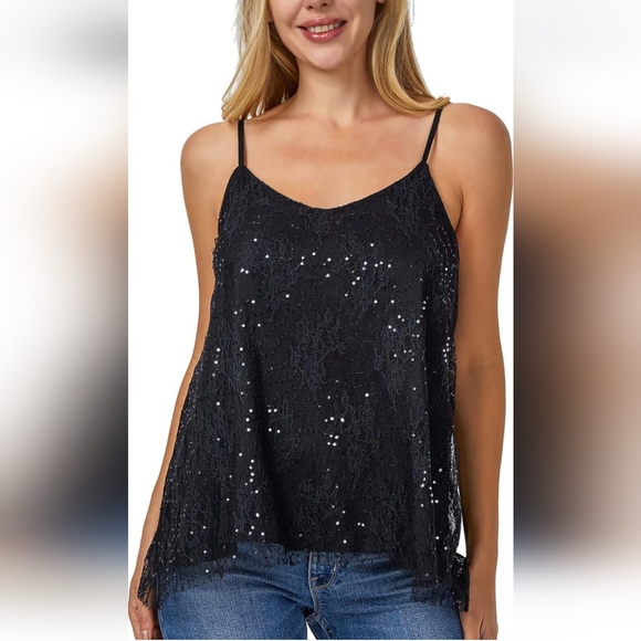 Women's Sequin Tank Tops Sleveless Sparkle Shimmer Camisole Cocktail Club Party - Picture 5 of 5